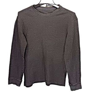 Perry Ellis Waffle Knit Thermal Shirt Crew Solid Long Sleeve XL Charcoal Gray